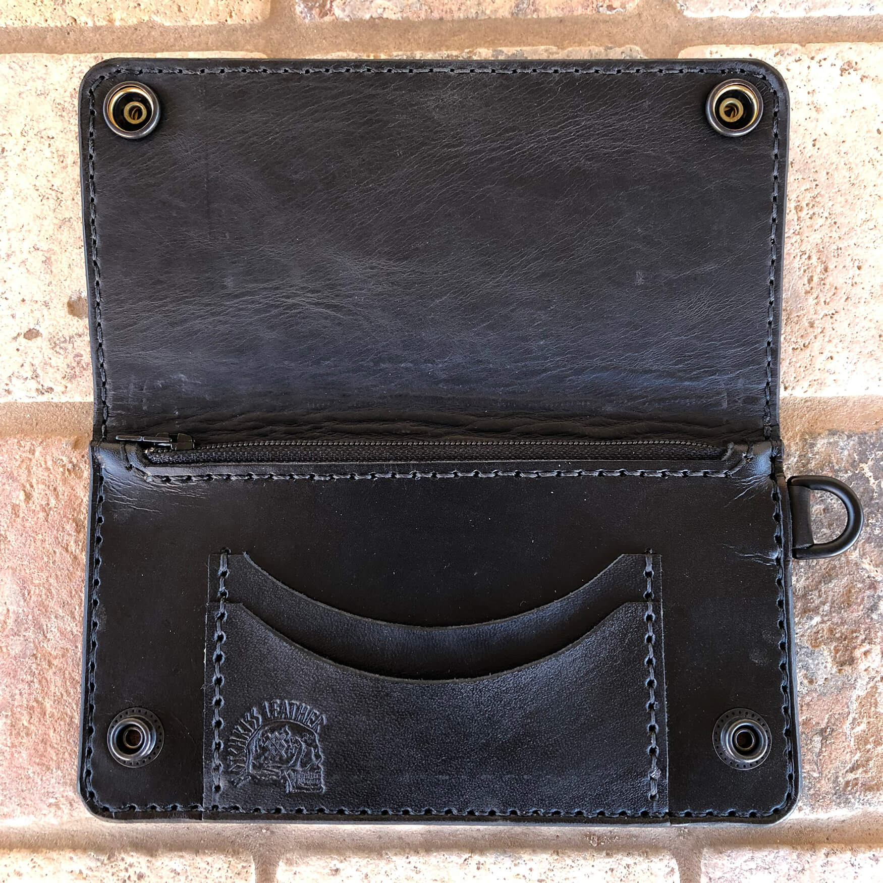 Black Leather Biker Wallet