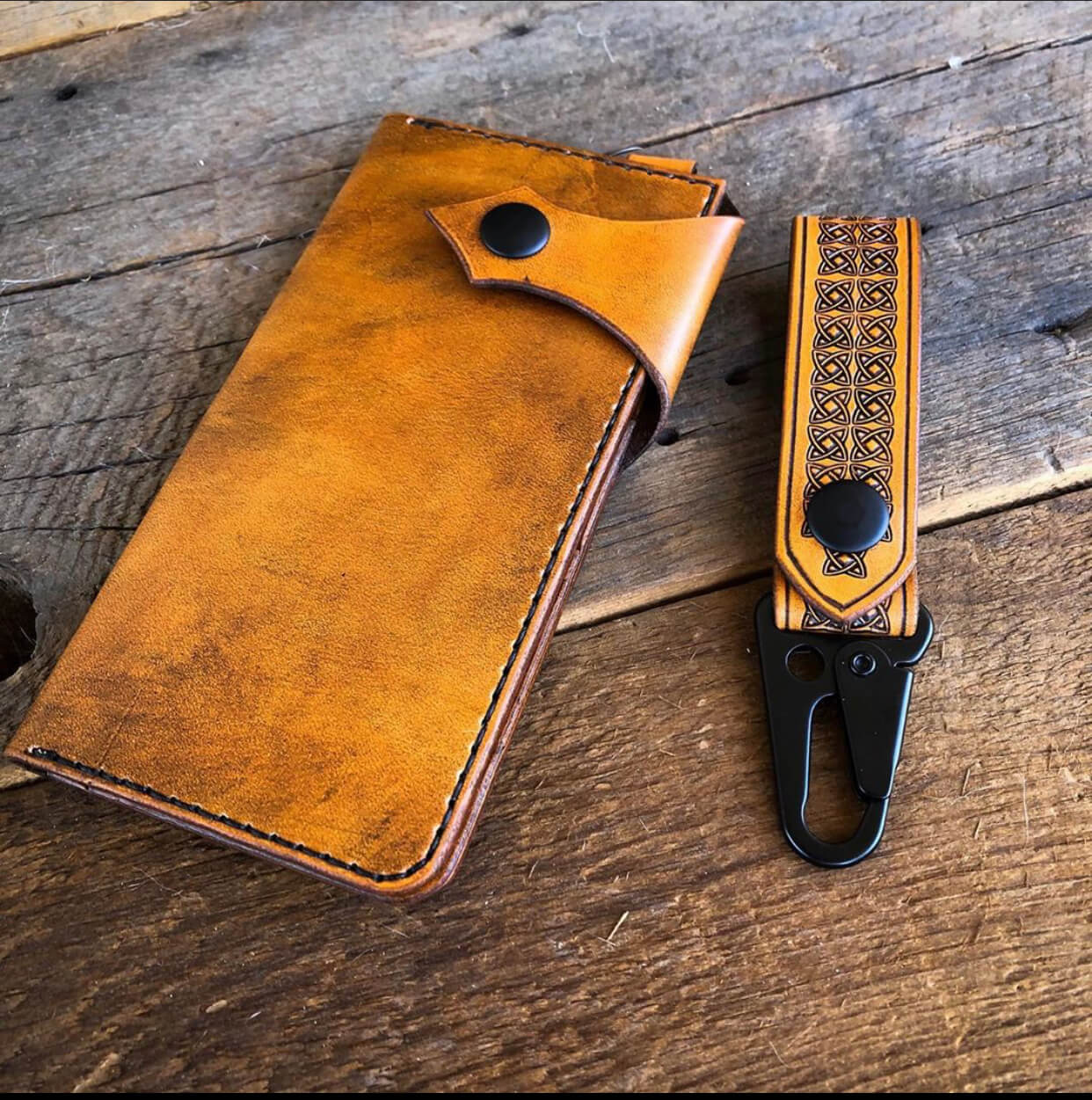 Brown Leather Biker Wallet
