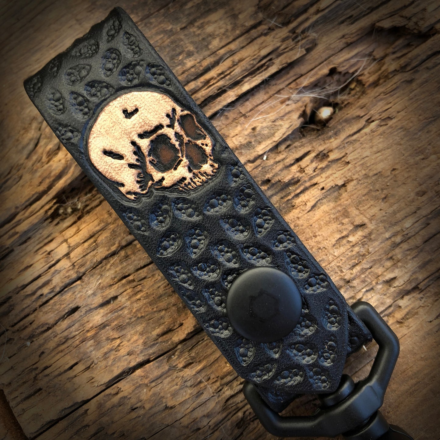 Leather Skull Keychain