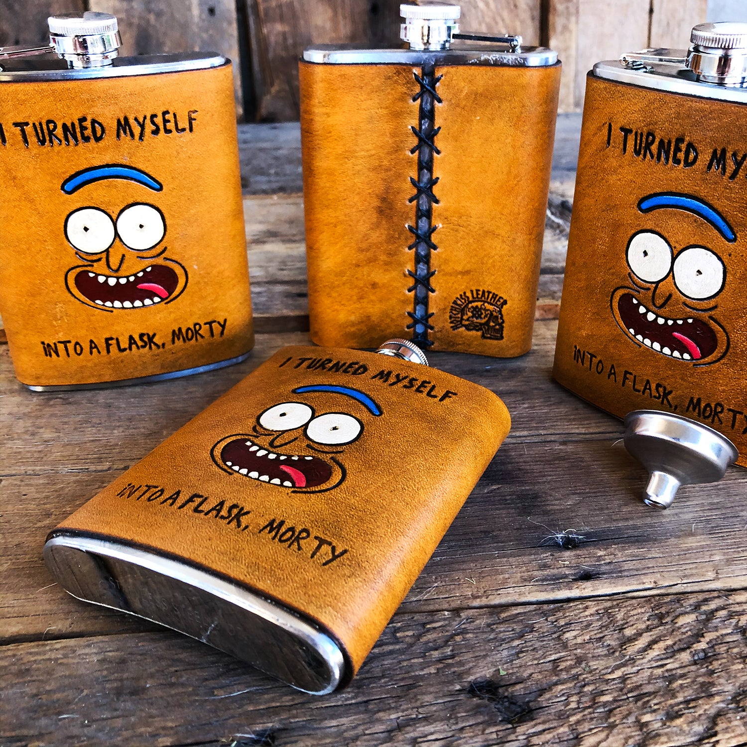 Rick and Morty Leather Flask