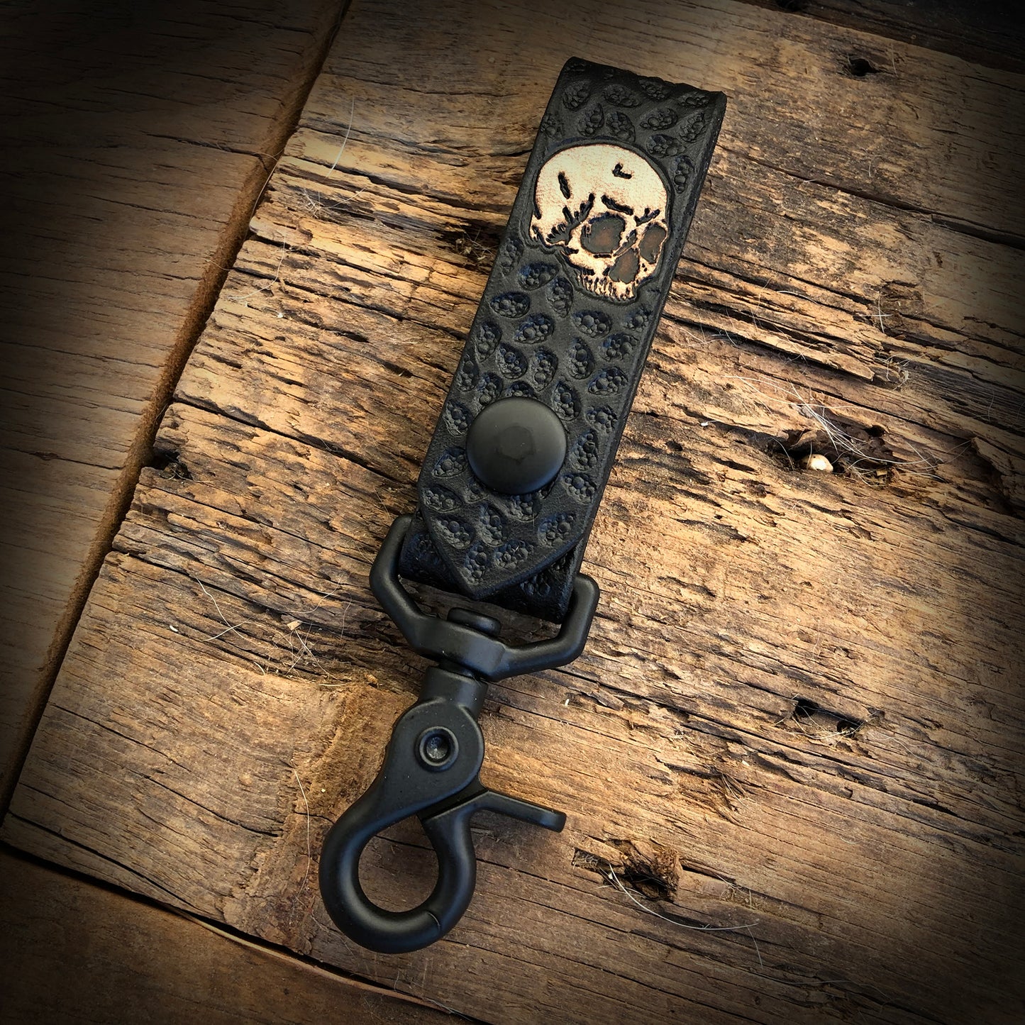 Leather Skull Keychain
