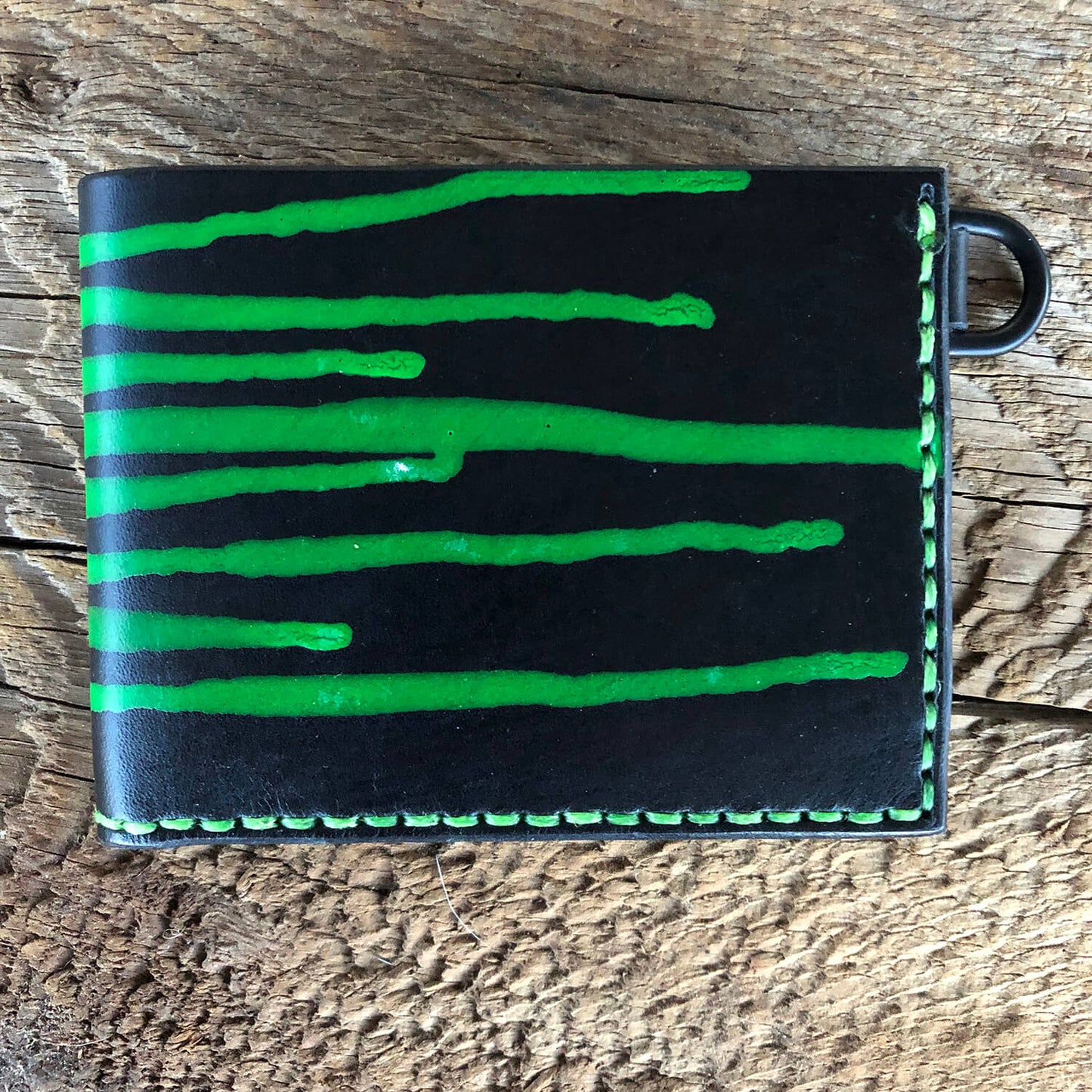 Leather Wallet with Skull Dripping Green Blood